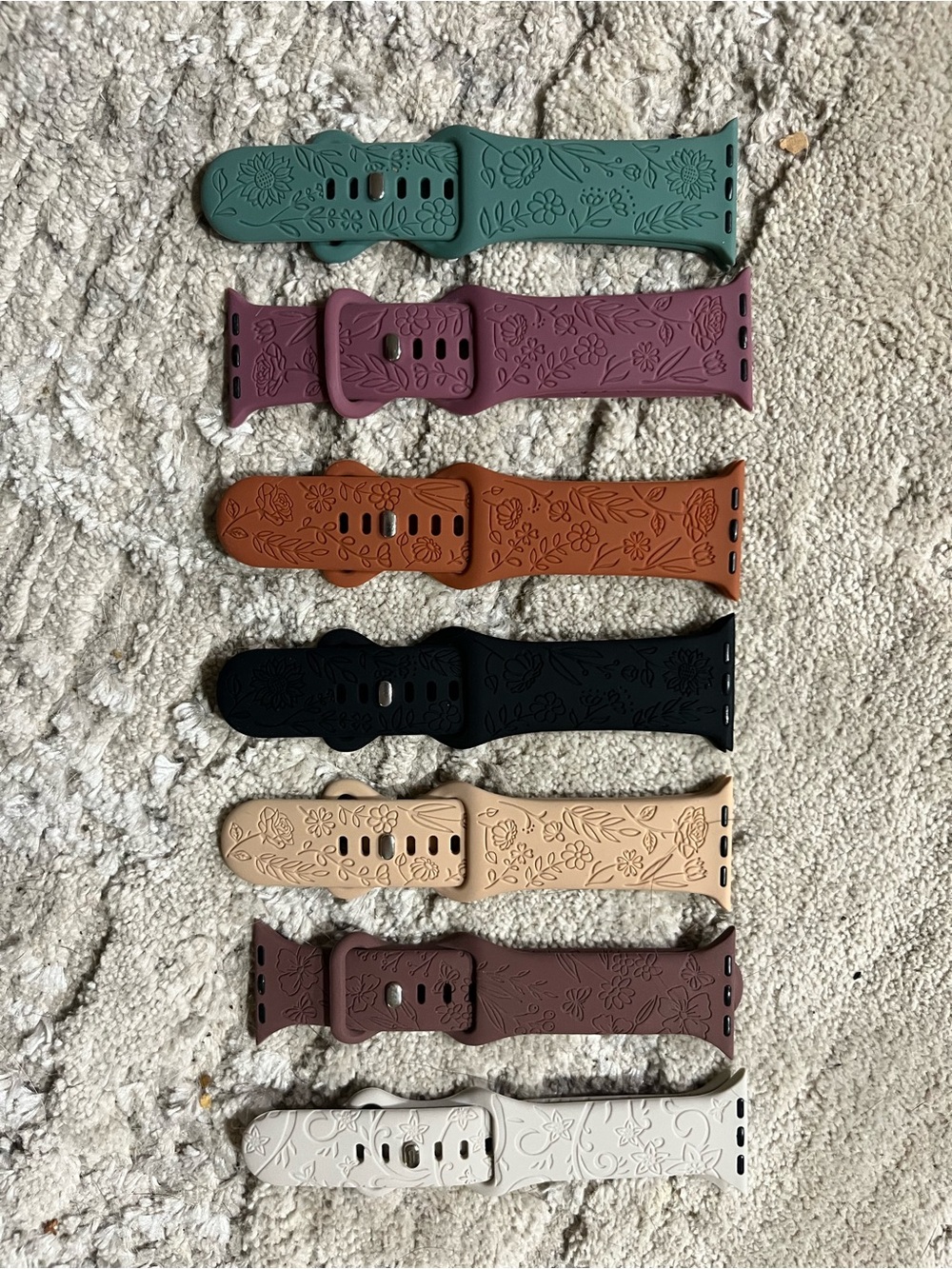 NWOT- Heavy Duty Silicone Floral Engraved Watch Band - Multi-Color Options